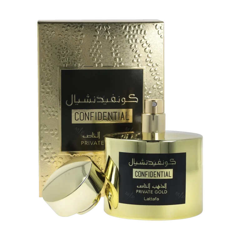 Lattafa Confidential Private Gold bottle